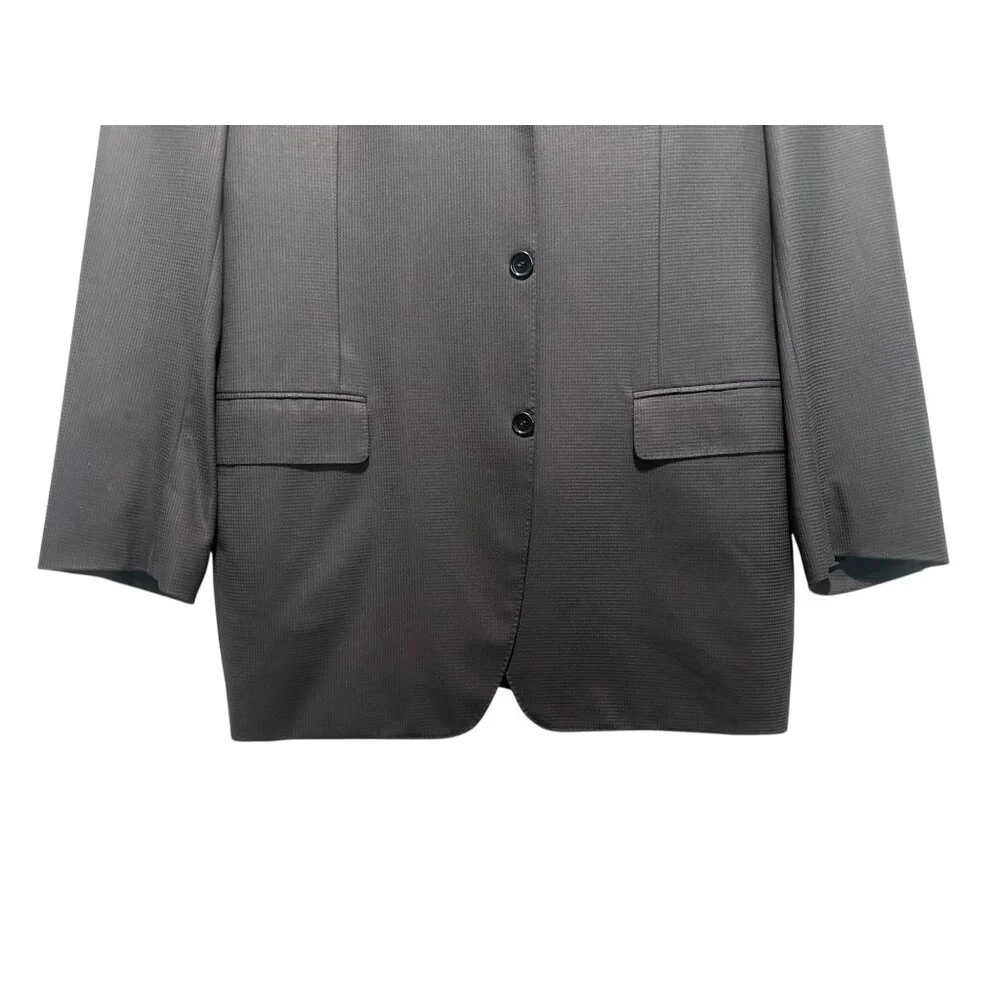 Canali 2 Piece Suit 3 Buttons Blazer Pleated Dress Pans Mens 52R Wool Inseam 30